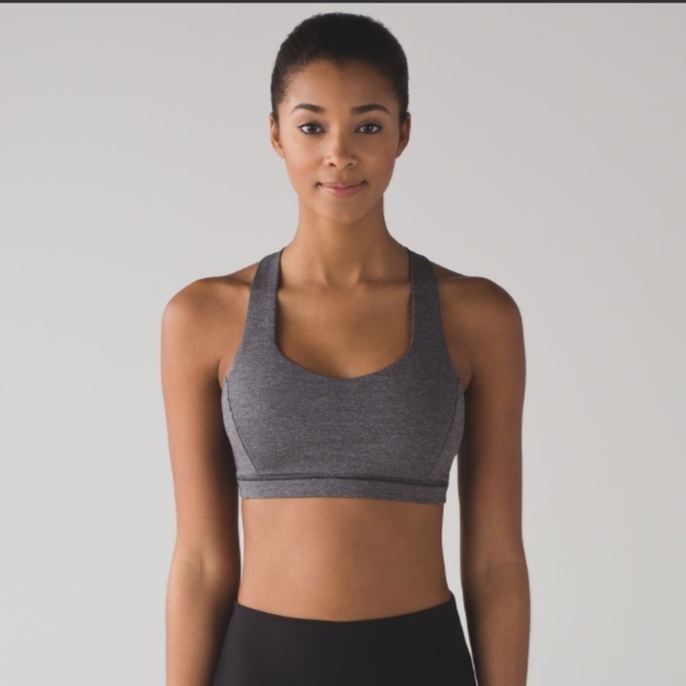 LULULEMON- Free To Be Serene Bra, Heathered Black - size 6